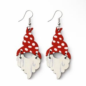 Whimsical Red and White Gnome Earrings